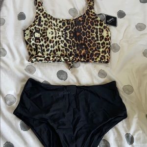 Zaful Cheetah Print Bikini w High Waisted Bottoms